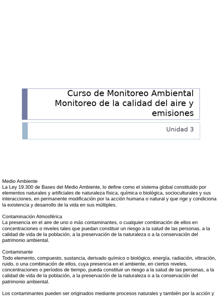 Unidad 3 - Monitoreo de la calidad del aire y emisiones | PDF | La ...