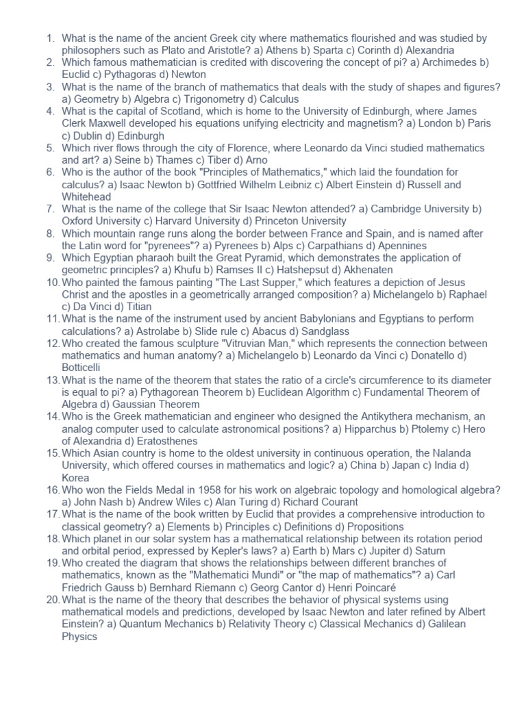 Math-trivia-questions-part-3 | PDF | Geometry | Mathematics