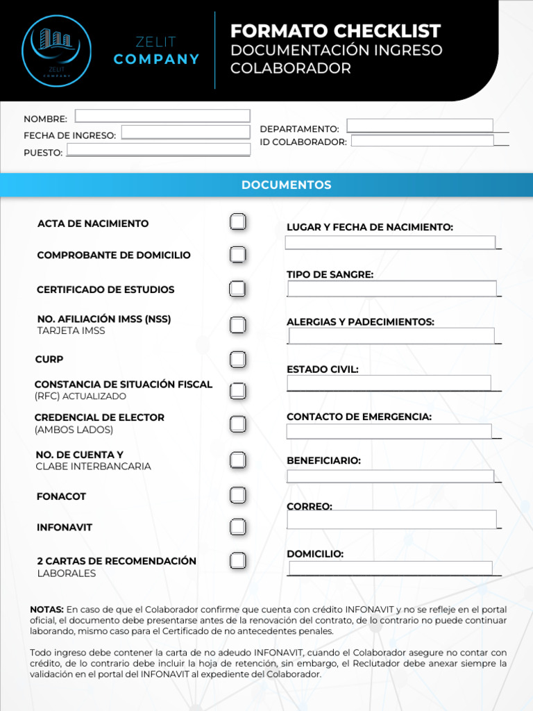 Formato Check List Zelit 1.1 | PDF | Gobierno y personalidad ...