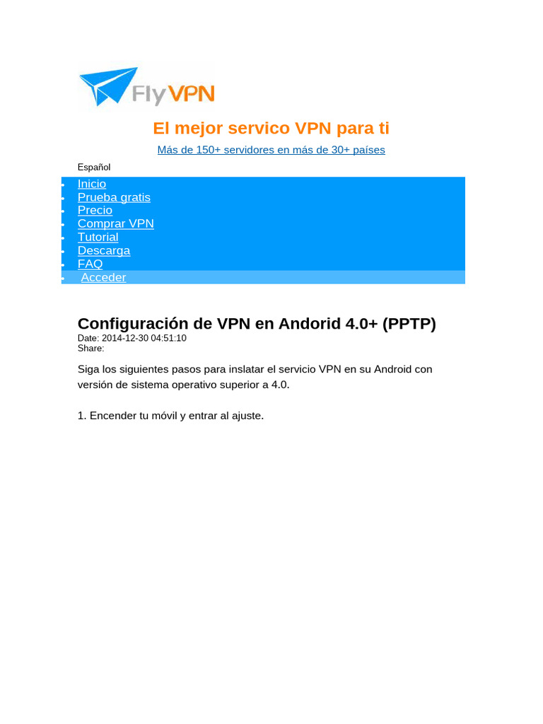 Configuración de FlyVPN en Android 4.0+ | PDF