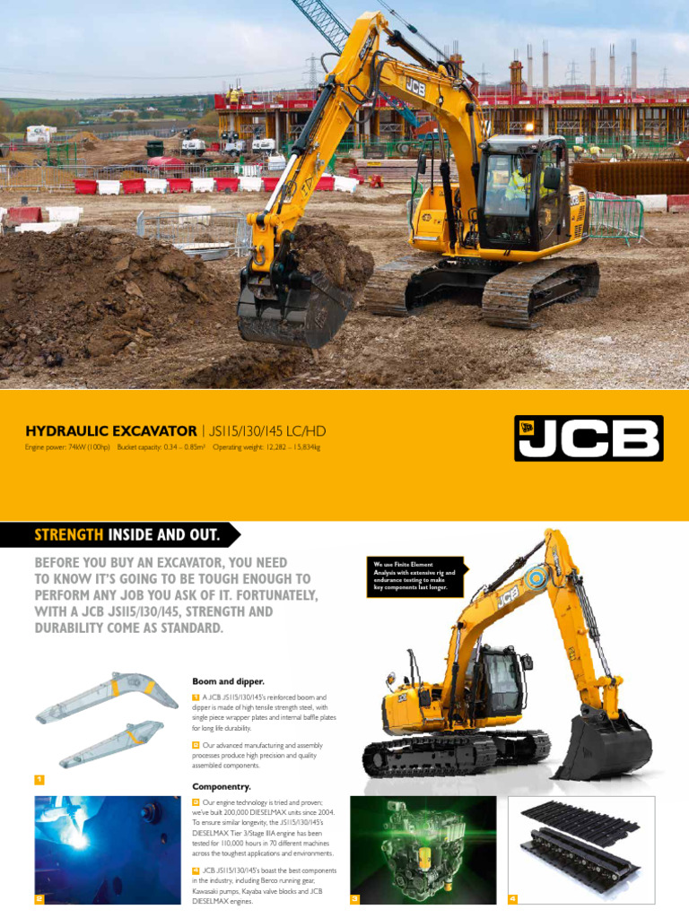 JCB JS130 Excavator Specifications | PDF | Brake