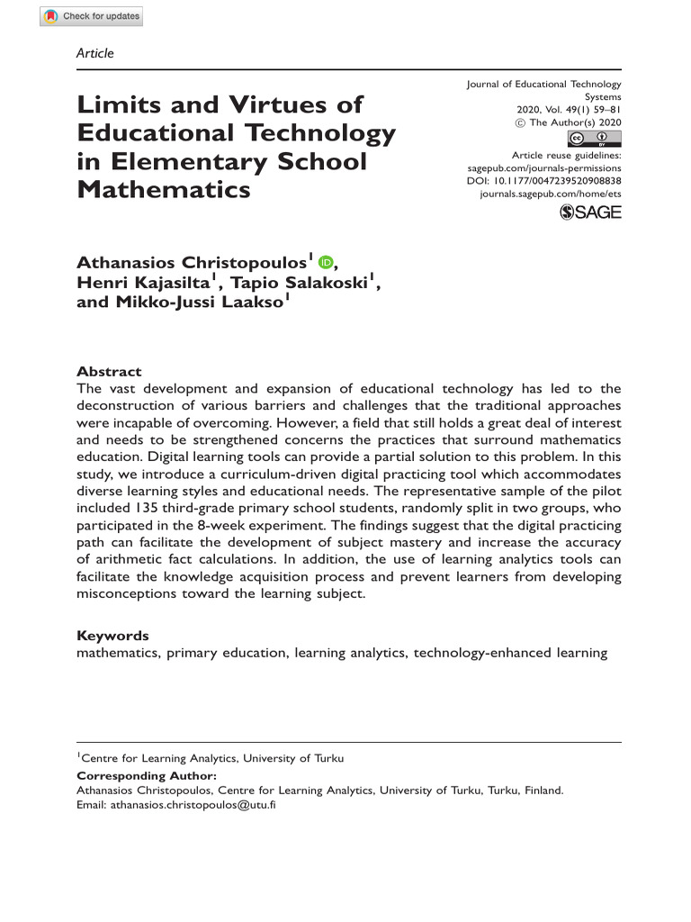 Christopoulos Et Al 2020 Limits and Virtues of Educational Technology ...