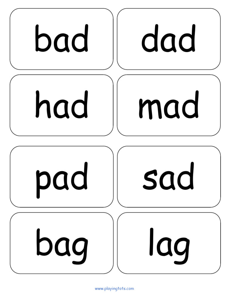 Rhyming Words Flash Cards Short A | PDF