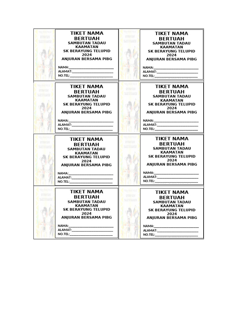 Contoh Tiket Bertuah Kaamatan 1 | PDF