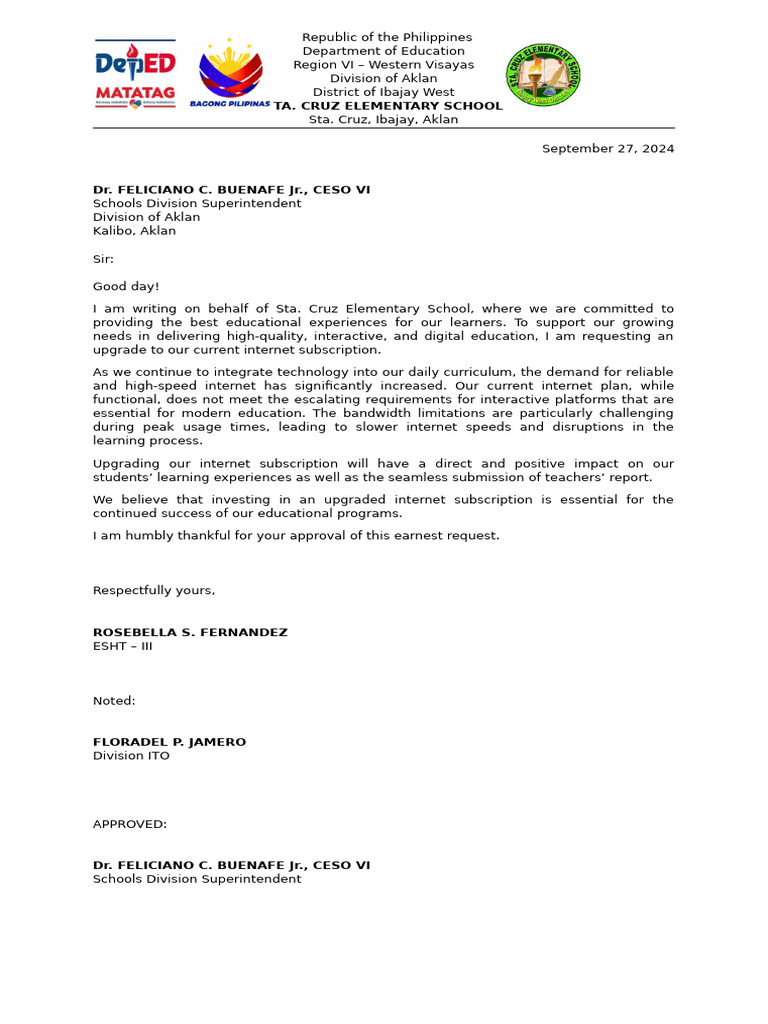 Internet Upgrade Request for School | PDF