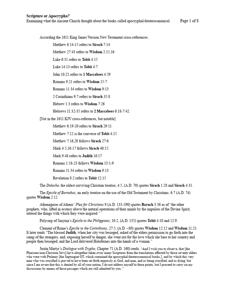 Ancient Church Views on Apocrypha | PDF | Biblical Canon | Bible