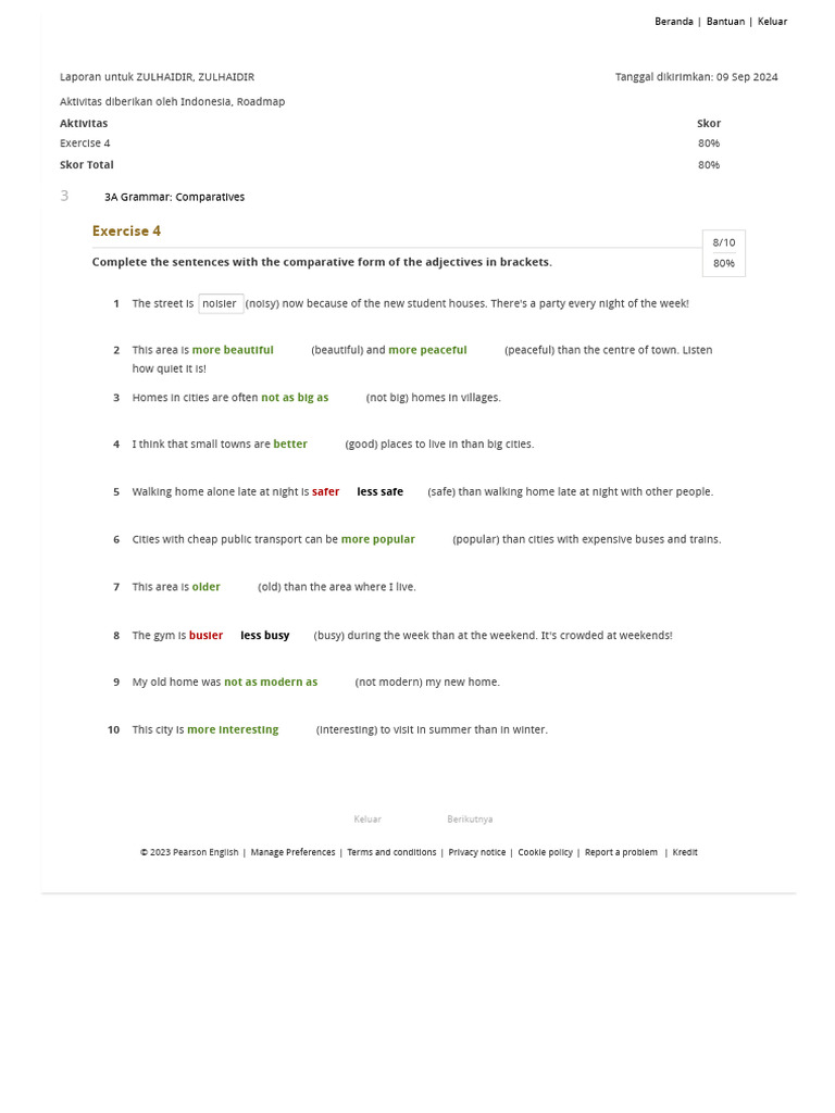Exercise 4 – Mode_ laporan – Unit 3 _ 3A Grammar_ Comparatives – 210 ...