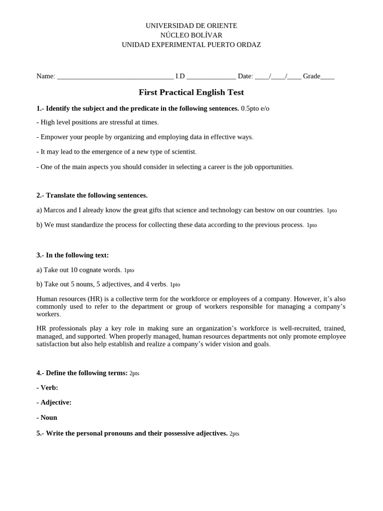 1st Practical Test | PDF