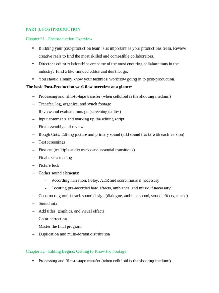 PT 8 POSTPROD ChecklistMHC | PDF