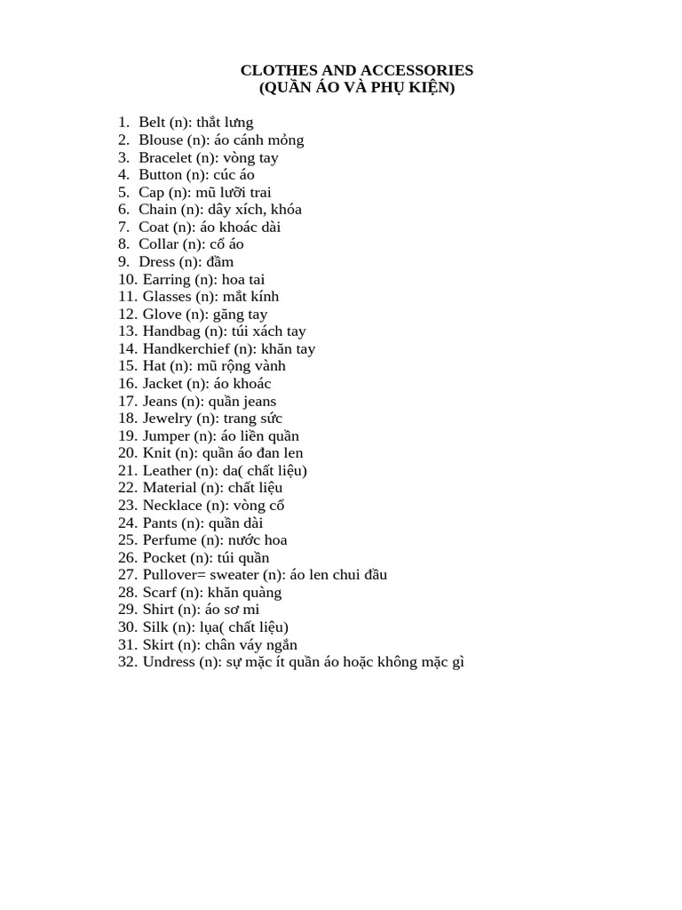 Clothes and Accessories | PDF