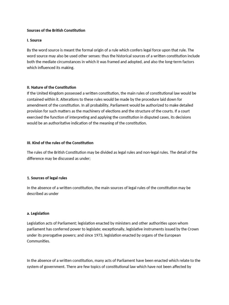 Sources of the British Constitution | PDF | Constitution | House Of ...