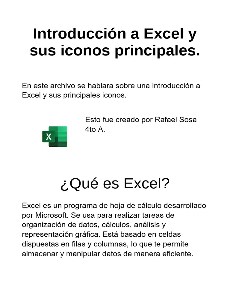 Introducción a Excel y sus iconos | PDF | Microsoft Excel | Hoja de cálculo