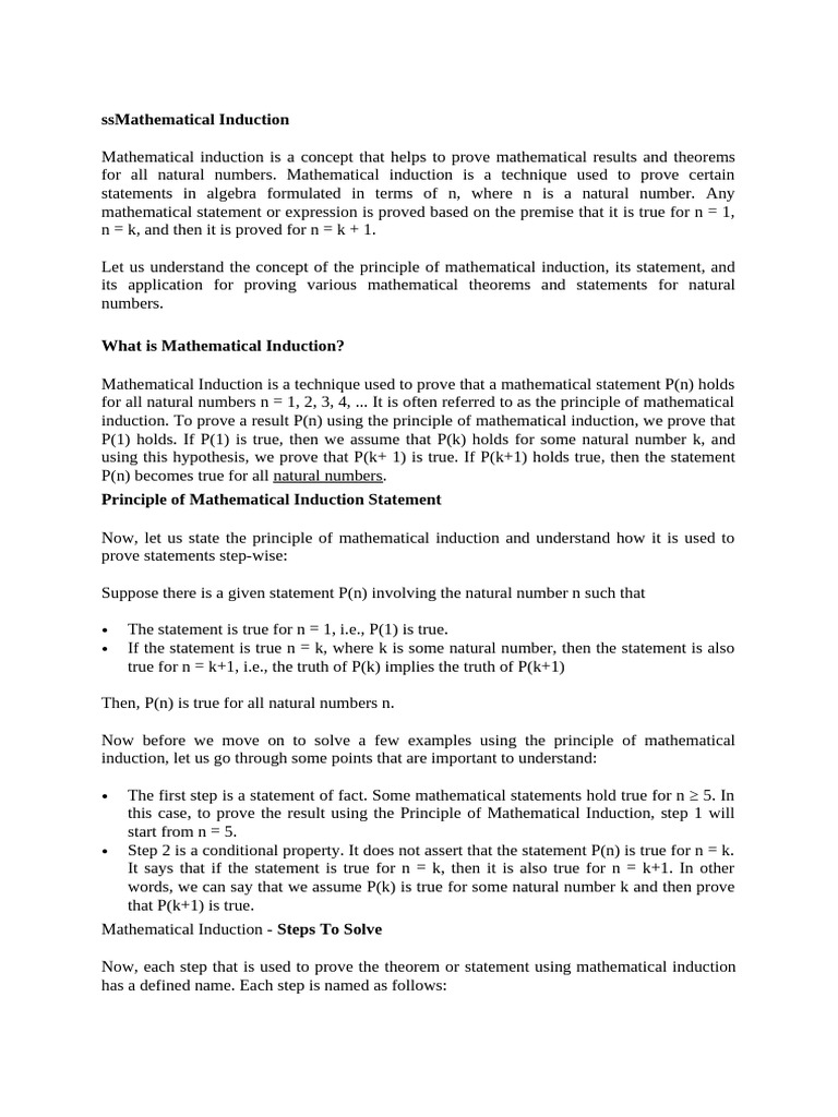 Understanding Mathematical Induction | PDF | Mathematics | Mathematical ...