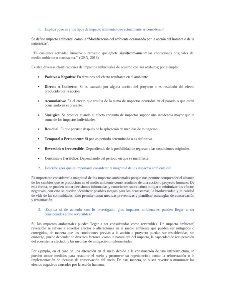Tipos y Magnitud del Impacto Ambiental | PDF | Entorno natural | Ecosistema