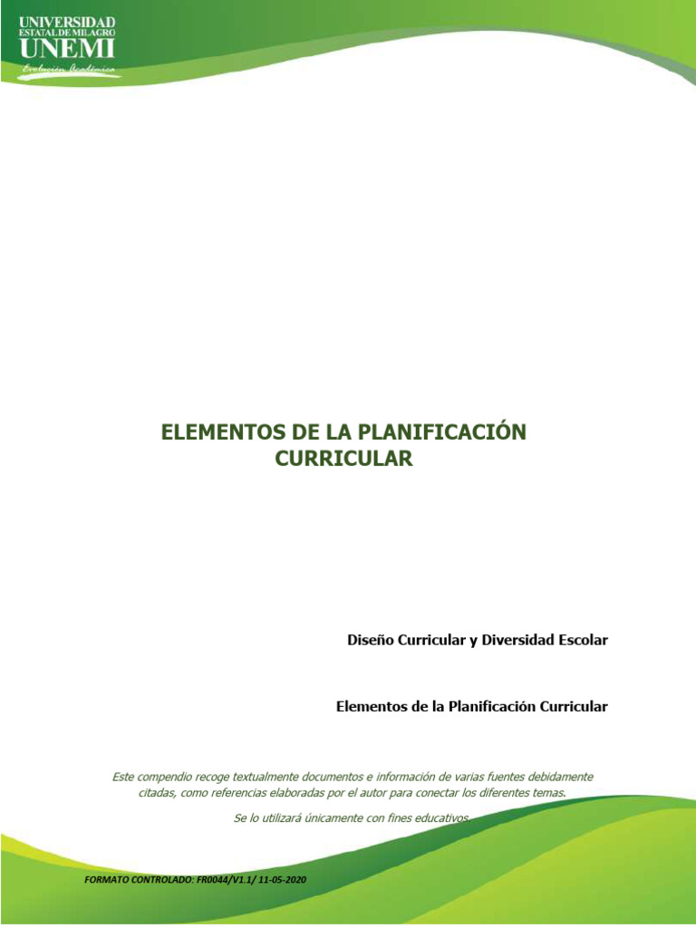 Elementos Clave de la Planificación Curricular | PDF | Plan de estudios ...