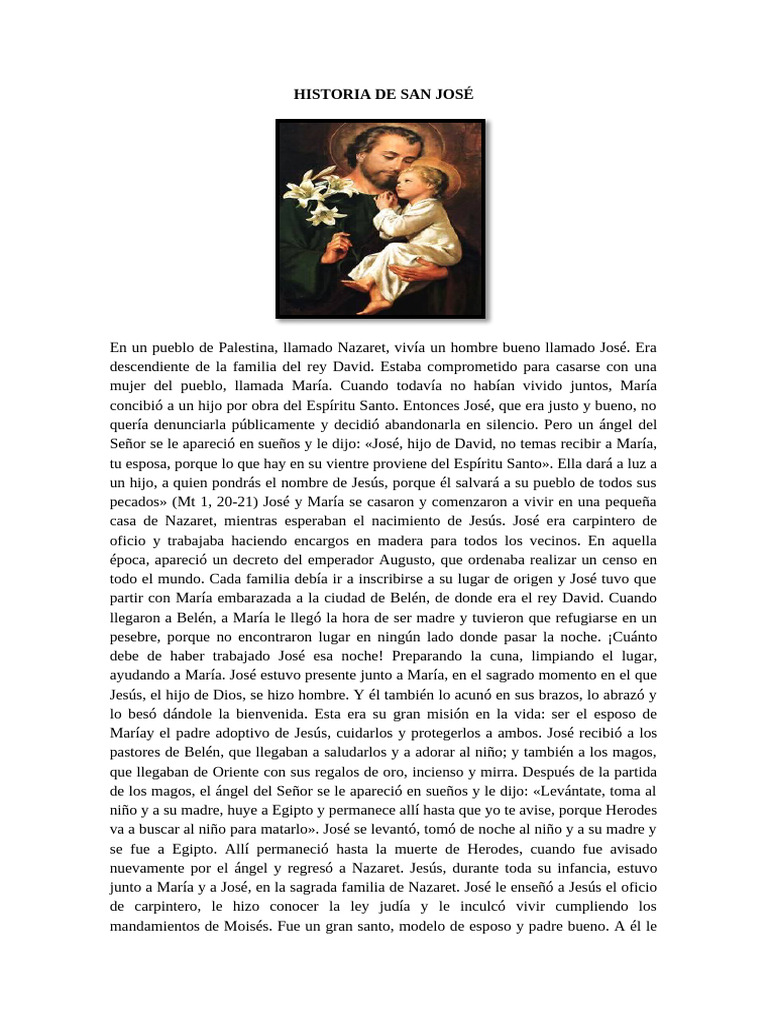 Historia de San José y su misión divina | PDF | San José | María, madre ...