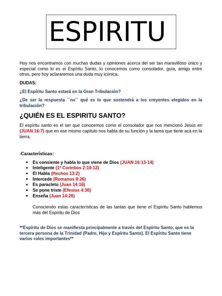 El Espíritu Santo y la Gran Tribulación | PDF | espíritu Santo | Cristo ...