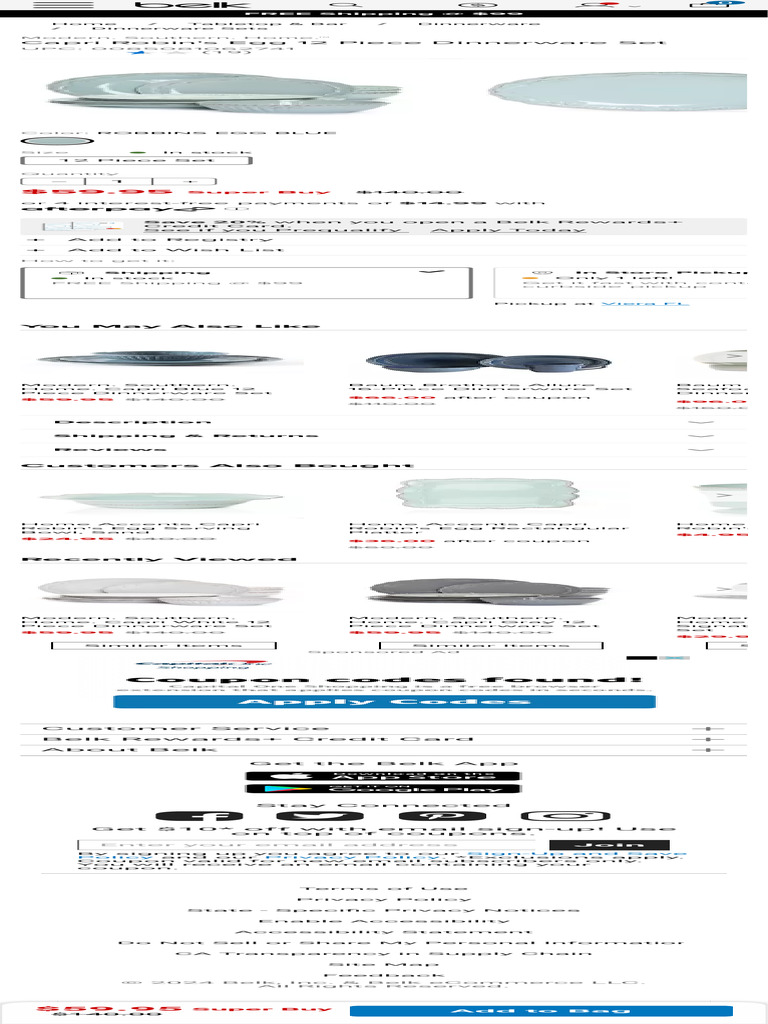 Modern. Southern. Home.™ Capri Robin's Egg 12 Piece Dinnerware Set belk