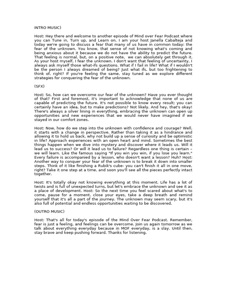 Intro music pdf fear