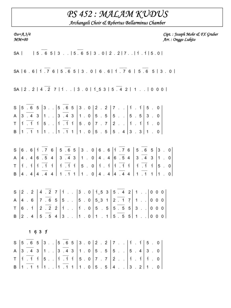 Malam Kudus Choir Arrangement | PDF