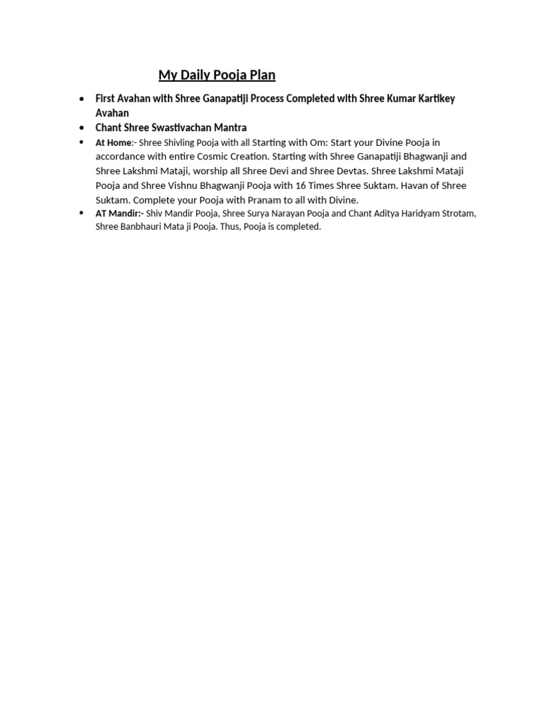 Daily Pooja Rituals and Worship Guide | PDF