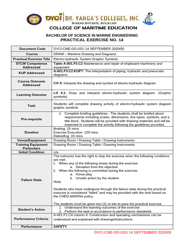 Electro-Hydraulic System Diagram Exercise | PDF | Rubric (Academic)
