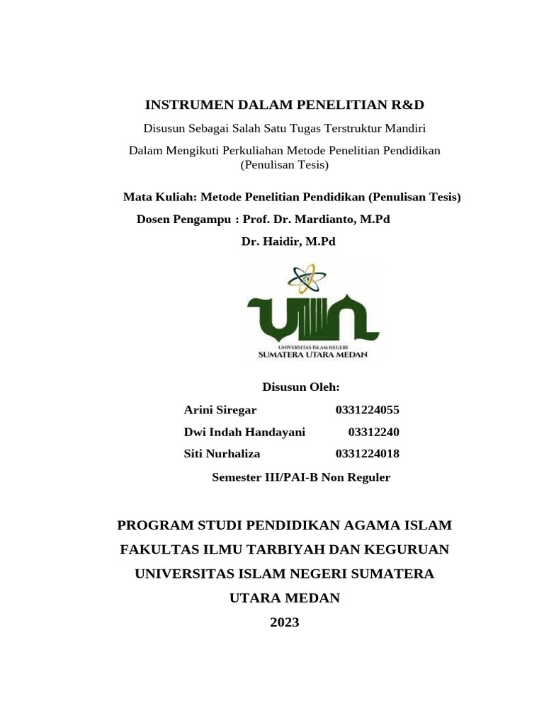 Instrumen Penelitian R&D dalam Pendidikan | PDF