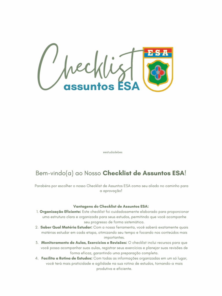 Checklist de Estudos para ESA | PDF | Trigonometria | Função (Matemática)