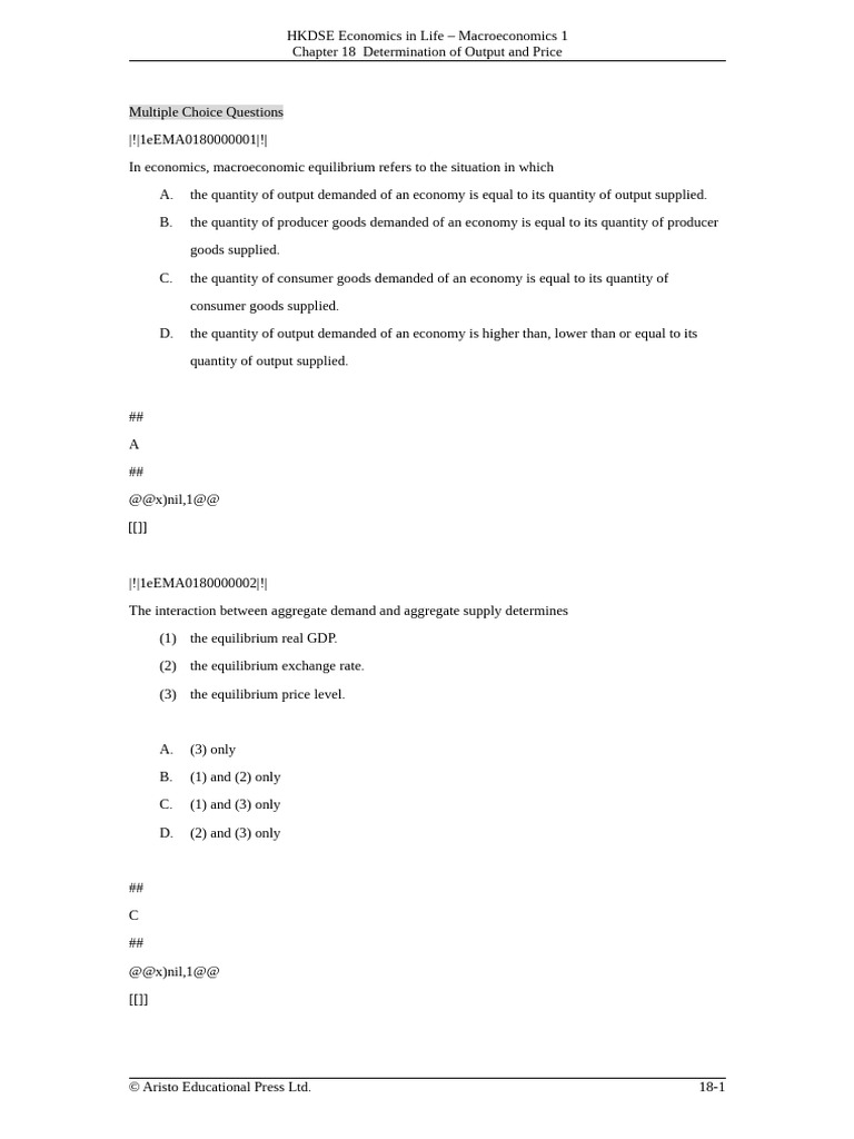 Macroeconomic Output and Price Determination | PDF | Long Run And Short ...