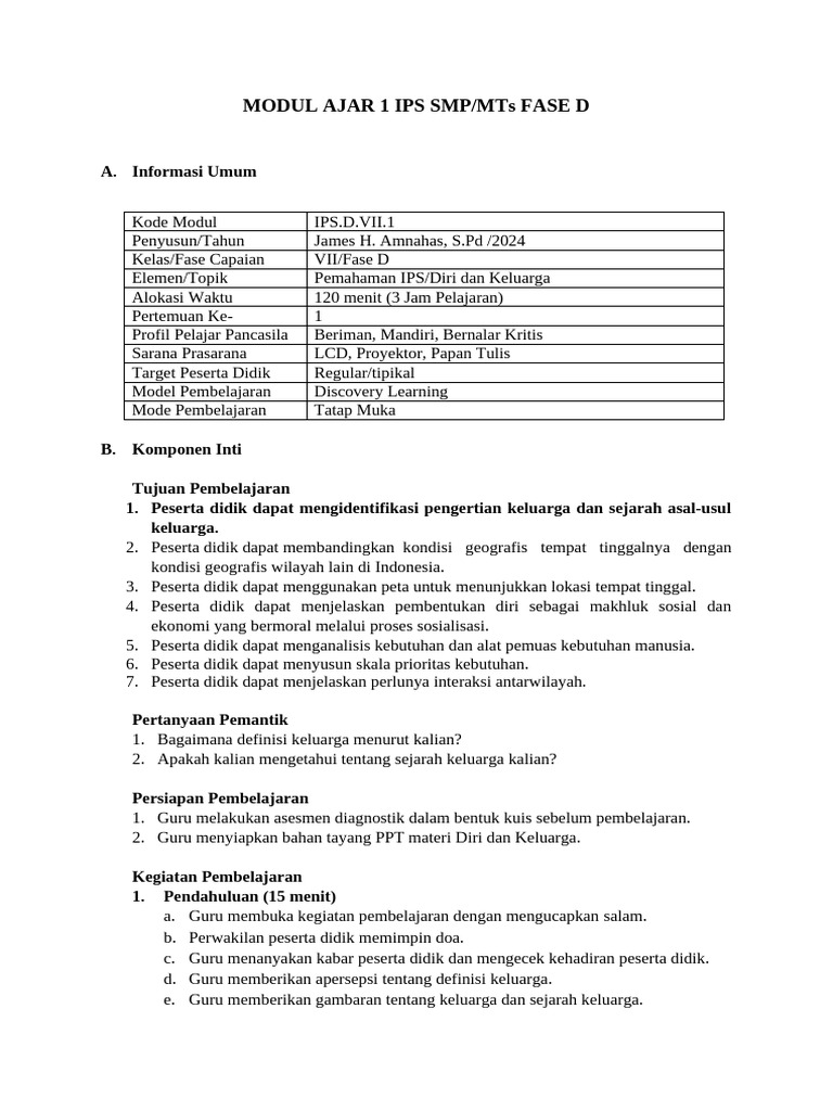 Modul Ajar IPS Kelas VII Fase D | PDF
