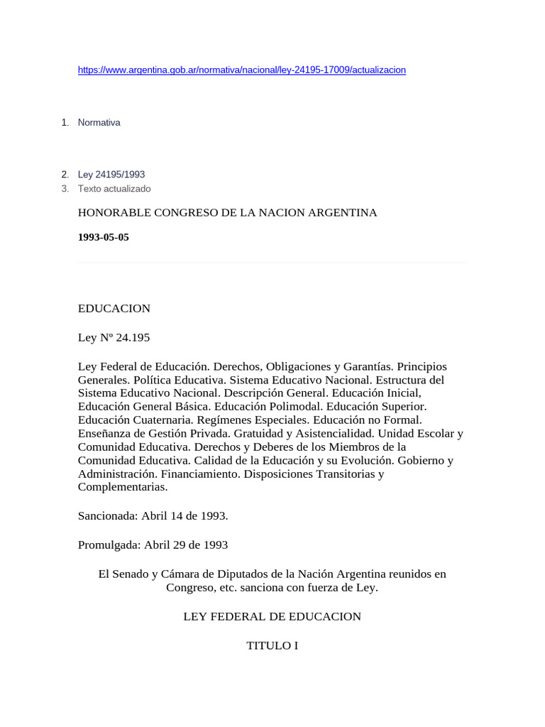 Ley Federal Educacion | PDF | Educación de la primera infancia | Maestros
