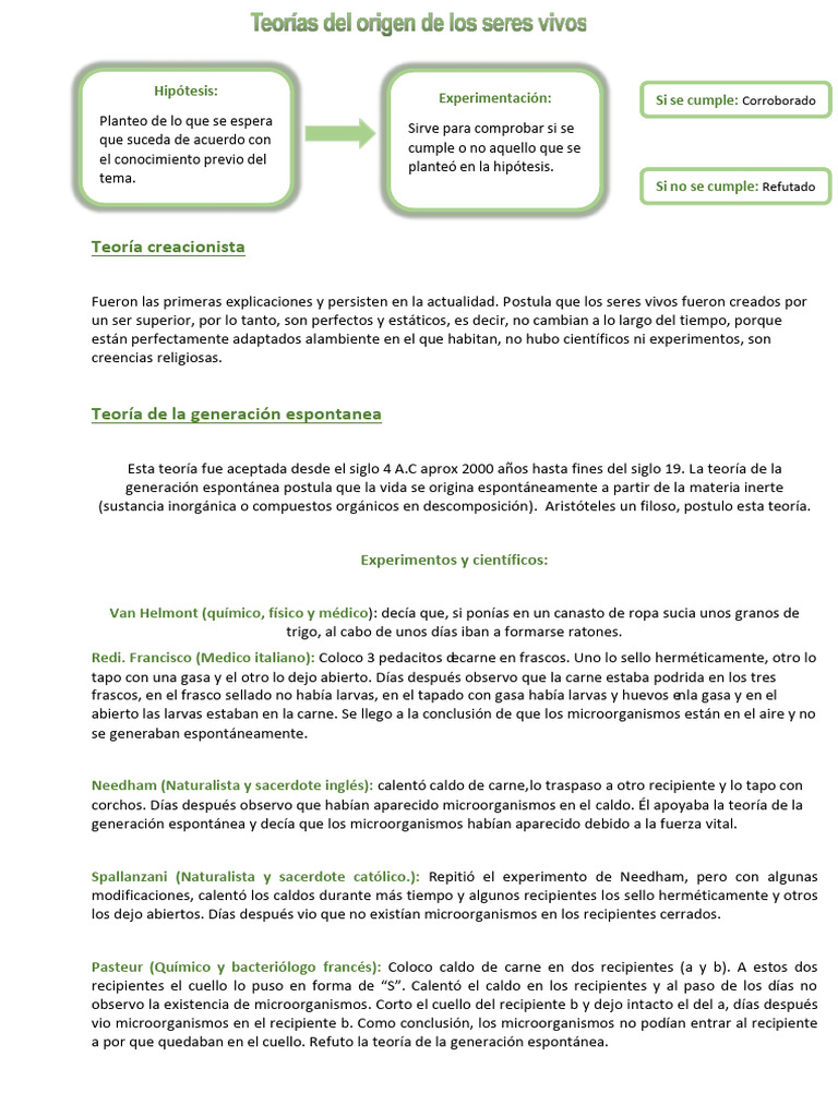 Teorías del Origen de la Vida | PDF | Naturaleza | Ciencias fisicas