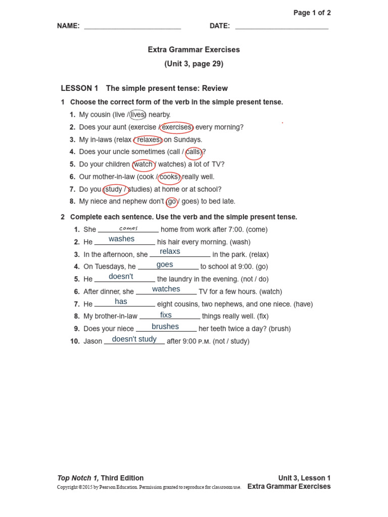 13 11 2024 UNIT 03 Extra Gram Exercise | PDF | Linguistics