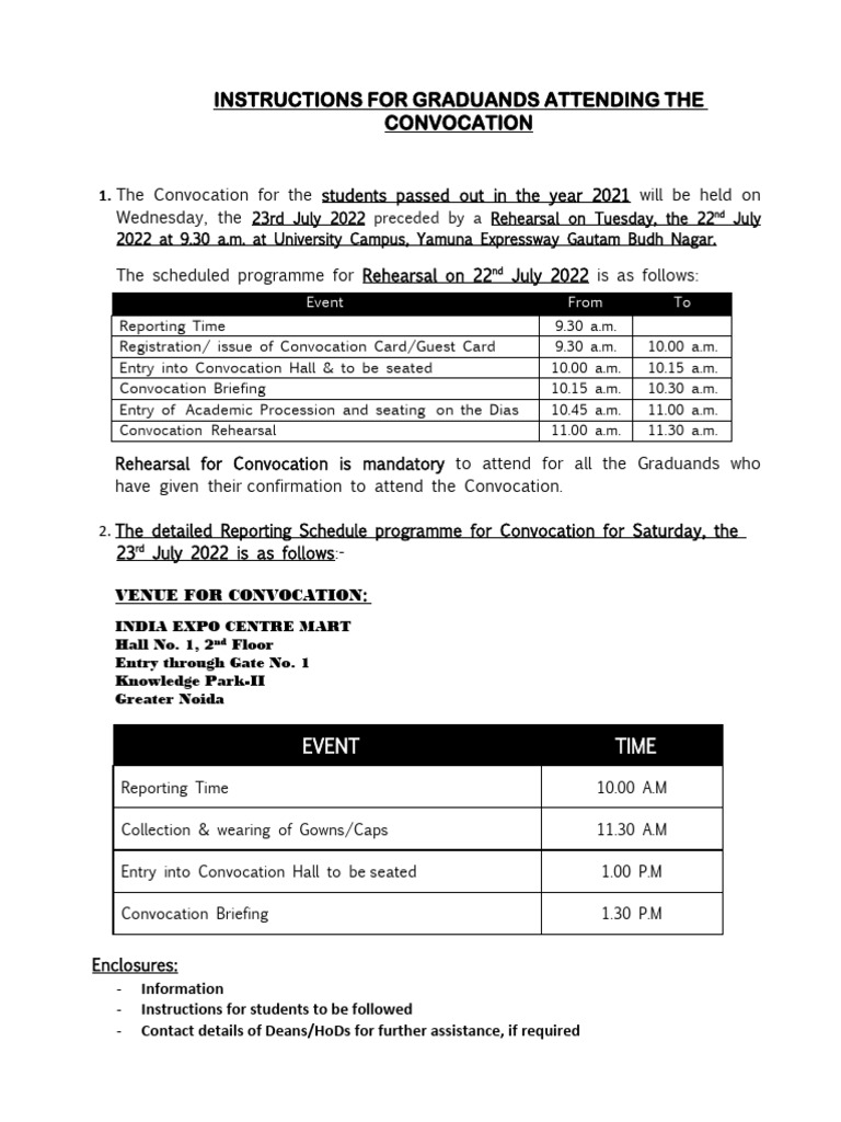 2022 Convocation Guide for Graduands | PDF