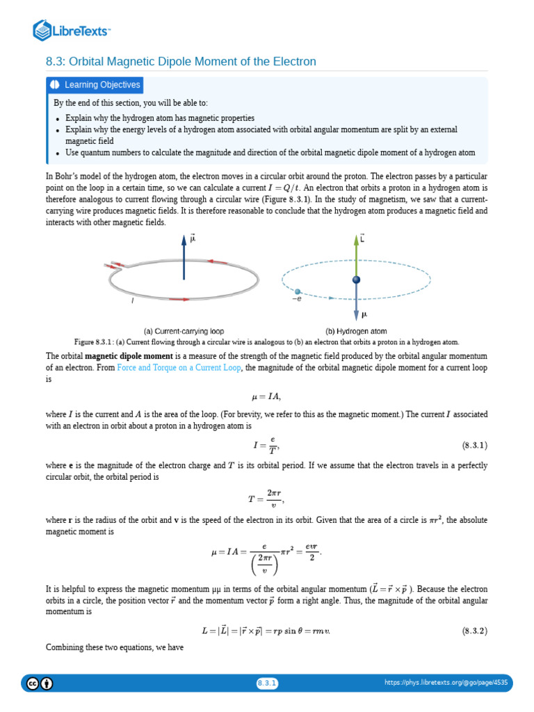 8.03 Orbital Magnetic Dipole Moment of The Electron | PDF | Atomic ...