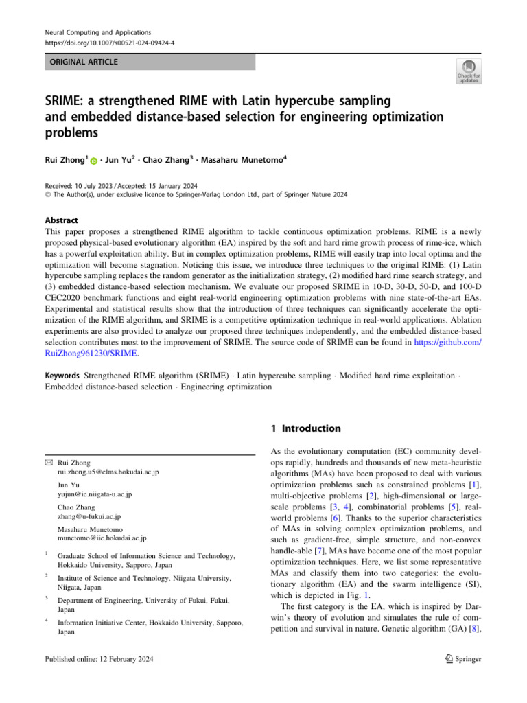 SRIME a Strengthened RIME With Latin Hypercube Sampling | PDF ...