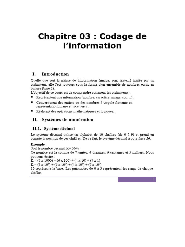 Codage de l'information en informatique | PDF | Image numérique | ASCII