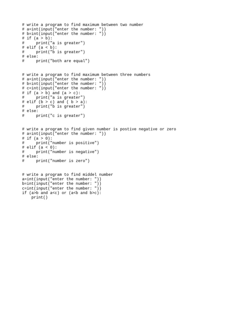 Python Programs for Number Comparisons | PDF