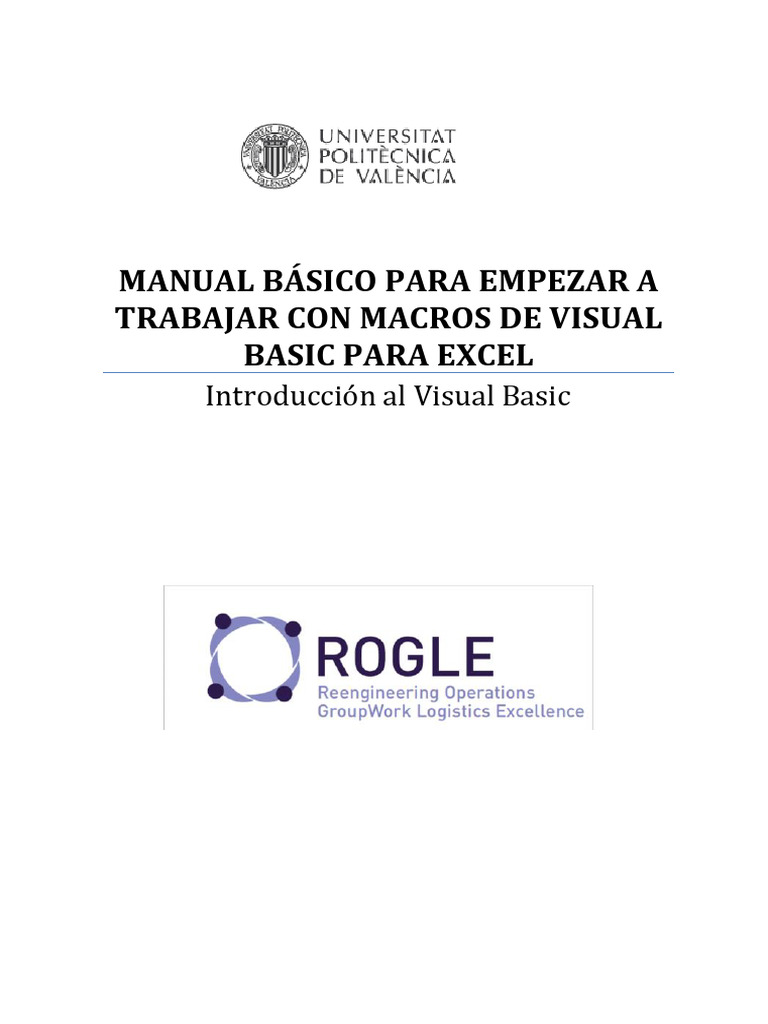 Macros Visual Basic Para Excel | PDF | Microsoft Excel | Básico
