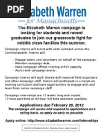 Download Elizabeth Warren Summer Internship by kmoore260 SN80288572 doc pdf