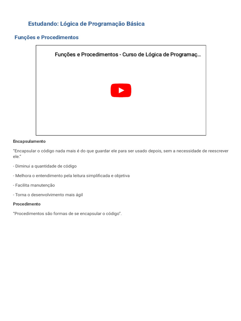 Funções e Estruturas em Lógica de Programação | PDF | Python (linguagem ...