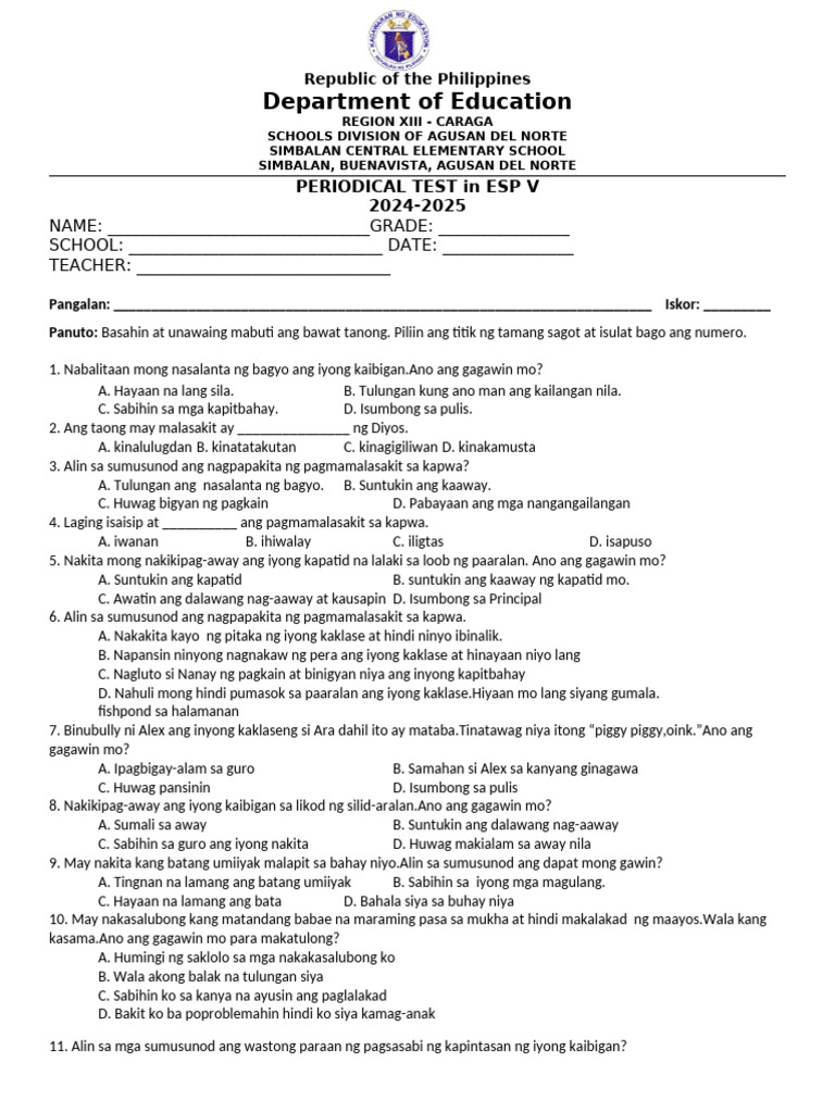 ESP 5 2nd Q | PDF