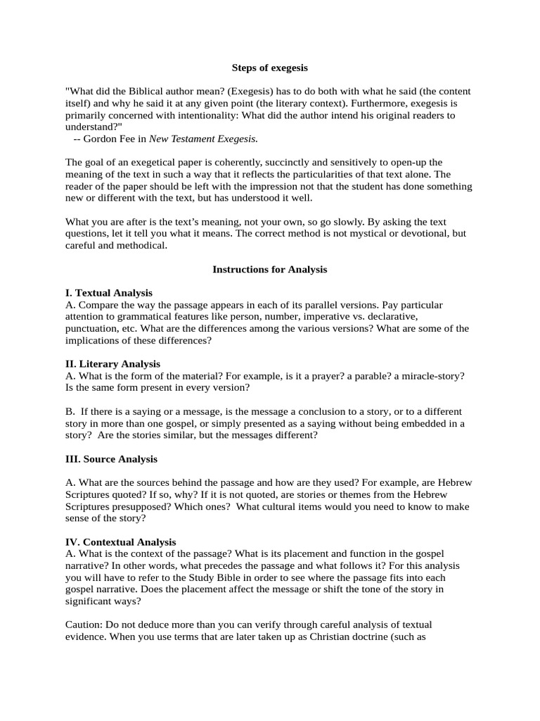 Exegesis: 14 Analytical Steps | PDF | Gospel Of Mark | Exegesis