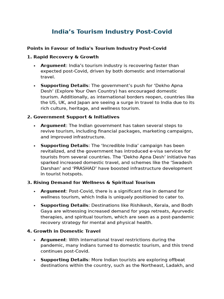 India S Tourism Industry Post Covid Pdf Tourism Economies