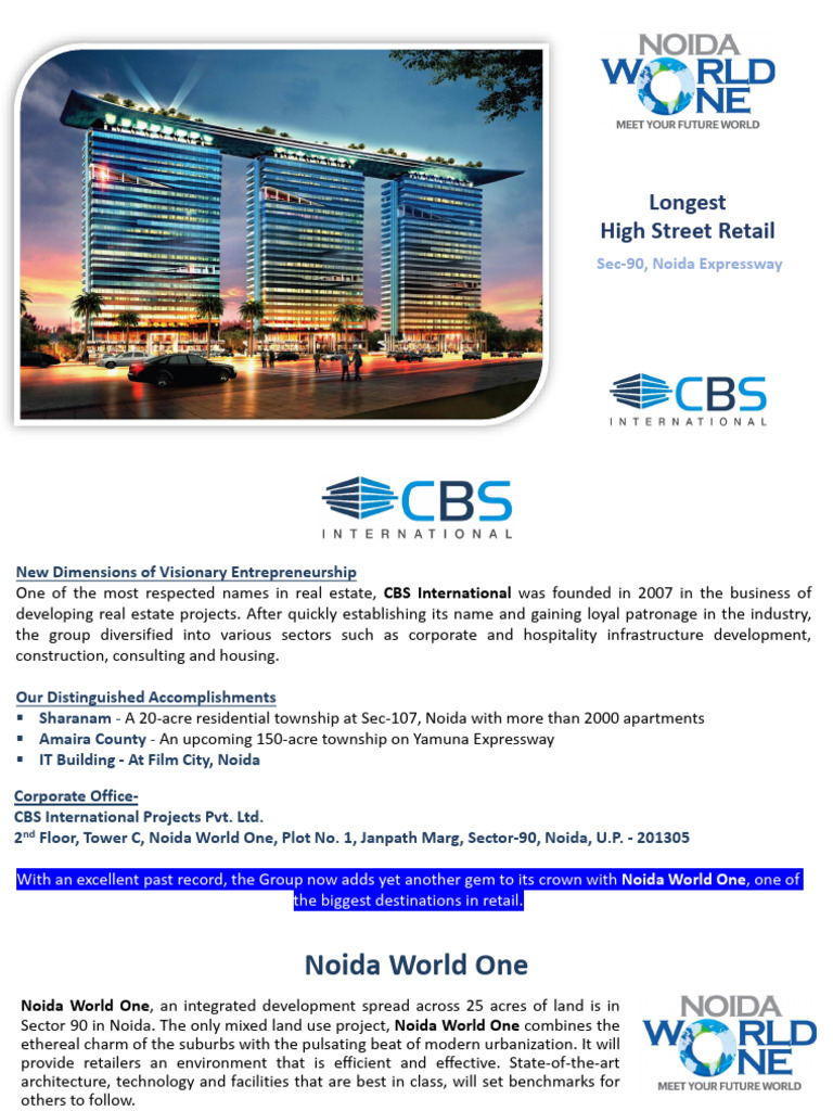 Noida World One: Retail & Office Hub | PDF