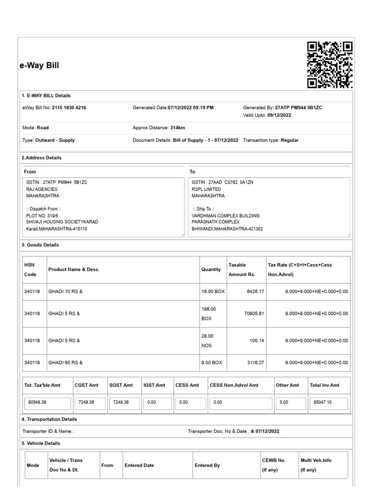 E-Way Bill 7-12-22 | PDF | Economies | Governance