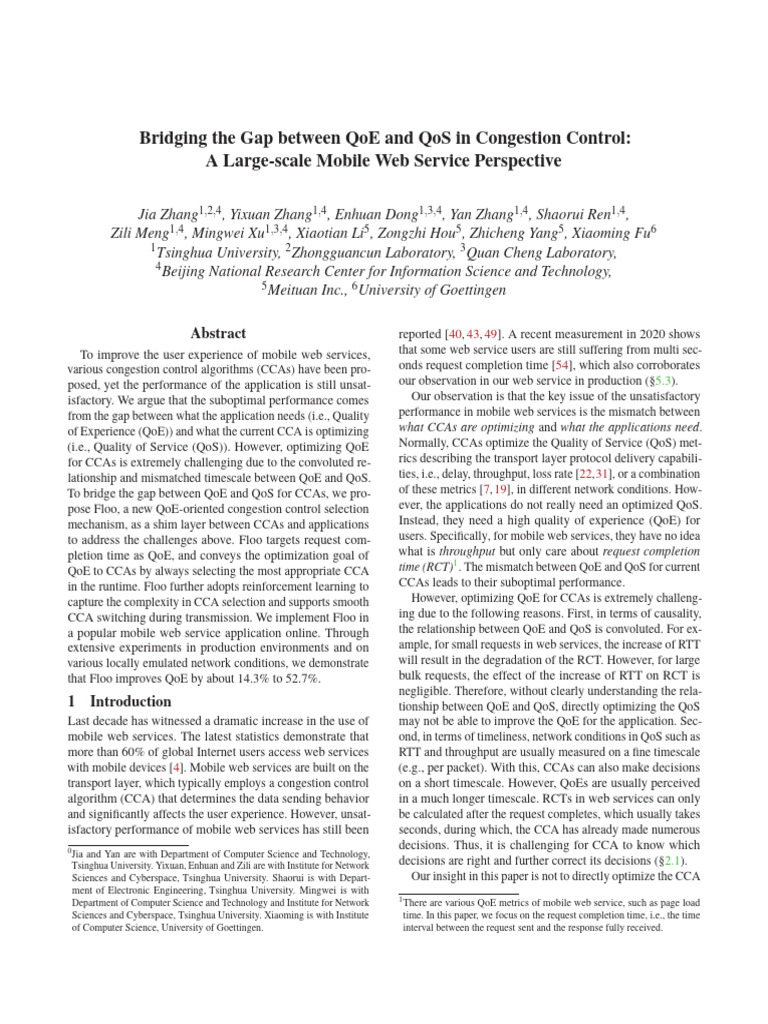 Bridging the gap between qoe and qos in congestion control pdf