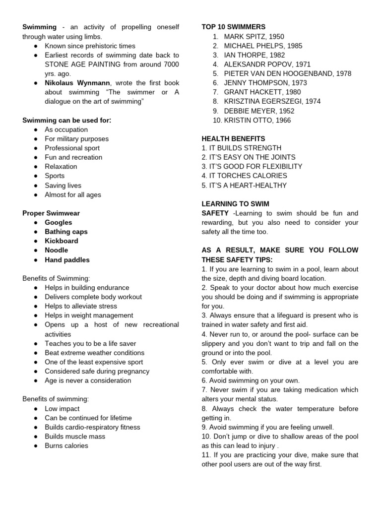 Pe 1 Pdf Swimming Newton S Laws Of Motion