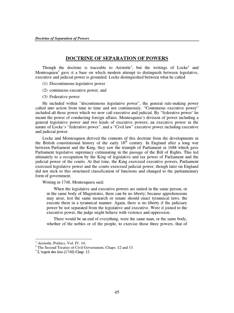 Understanding Separation of Powers Doctrine | PDF | Separation Of ...