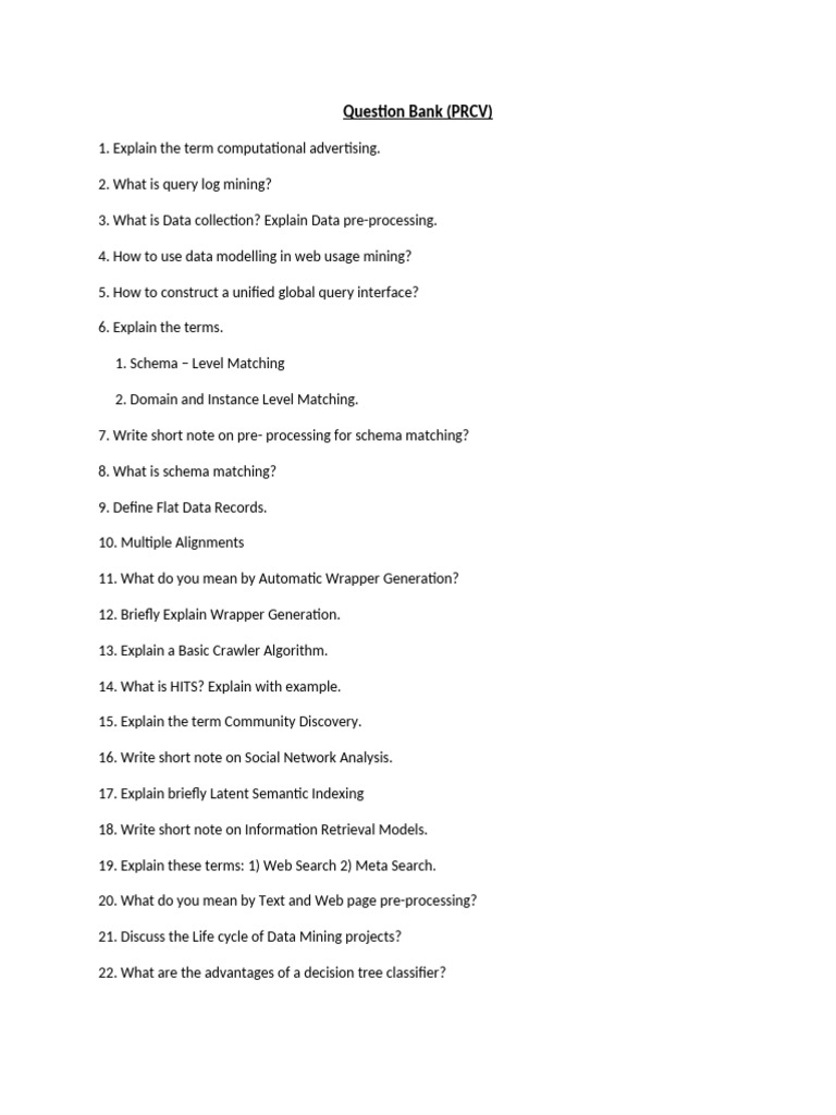 Question Bank PR | PDF
